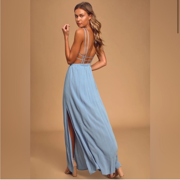 Lulus Dresses & Skirts - 🩵 LULUs Lost in Paradise Slate Blue Maxi Dress. Good Condition. LARGE